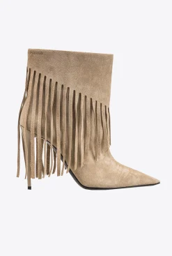 Chaussures|PINKO Ankle Boots A Franges Beige-Taupe Clair