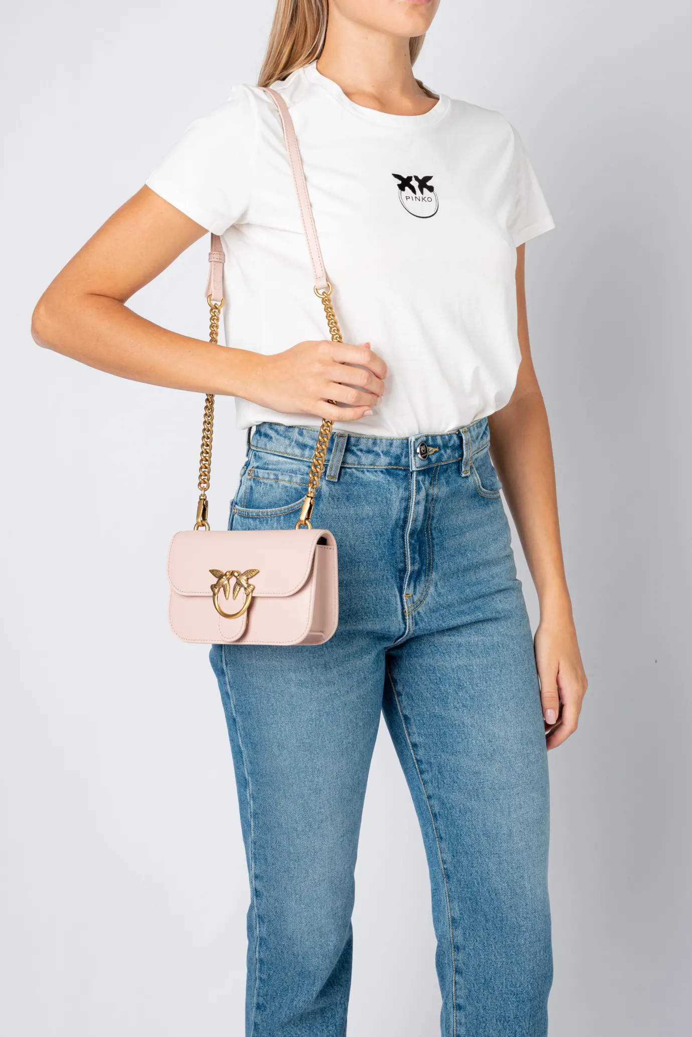 Sacs À Bandoulière|PINKO Baby Love Bag Bell Simply Rose/Rose Poudre-Or Antique