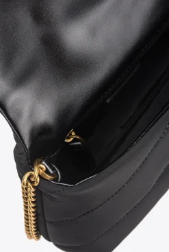Sacs À Bandoulière|PINKO Baby Love Bag Puff En Tissu Recycle Noir-Vieil Or