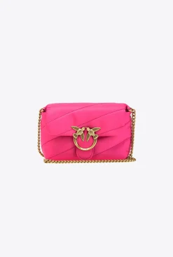 Sacs À Bandoulière|PINKO Baby Love Bag Puff En Tissu Recycle Rose Pinko-Or Antique