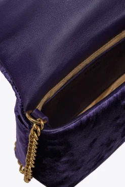 Sacs De Soirée|PINKO Baby Love Bag Puff Maxi Quilt Velvet Violet Frangipanier-Or Antique