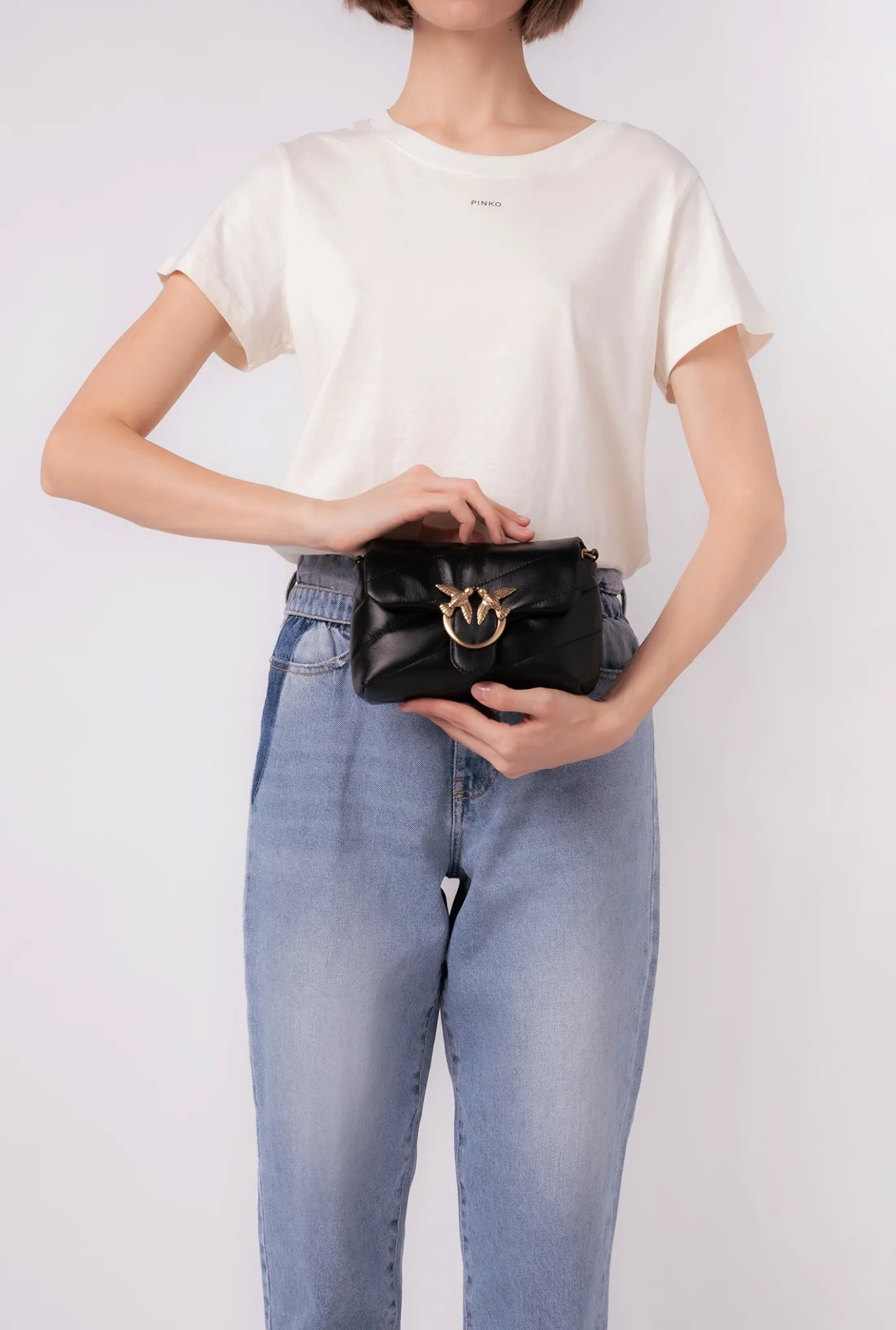Sacs À Bandoulière|PINKO Baby Love Bag Puff Maxi Quilt Noir-Vieil Or