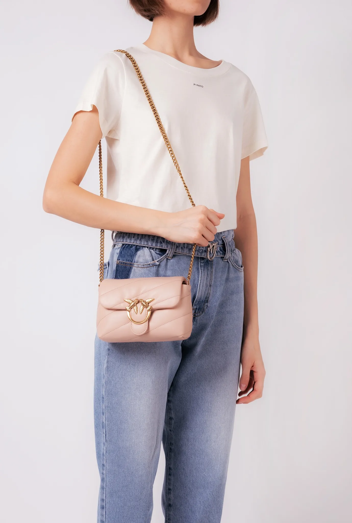 Sacs À Bandoulière|PINKO Baby Love Bag Puff Maxi Quilt Rose/Rose Poudre-Or Antique