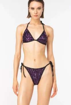 Maillots De Bain|PINKO Bas De Bikini Entierement Paillete Violet Intense