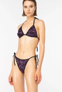 Maillots De Bain|PINKO Bas De Bikini Entierement Paillete Violet Intense