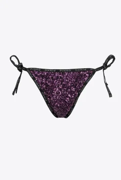 Maillots De Bain|PINKO Bas De Bikini Entierement Paillete Violet Intense