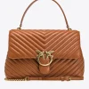 Sacs À Main|PINKO Big Lady Love Bag Puff Chevron Cognac-Or Antique