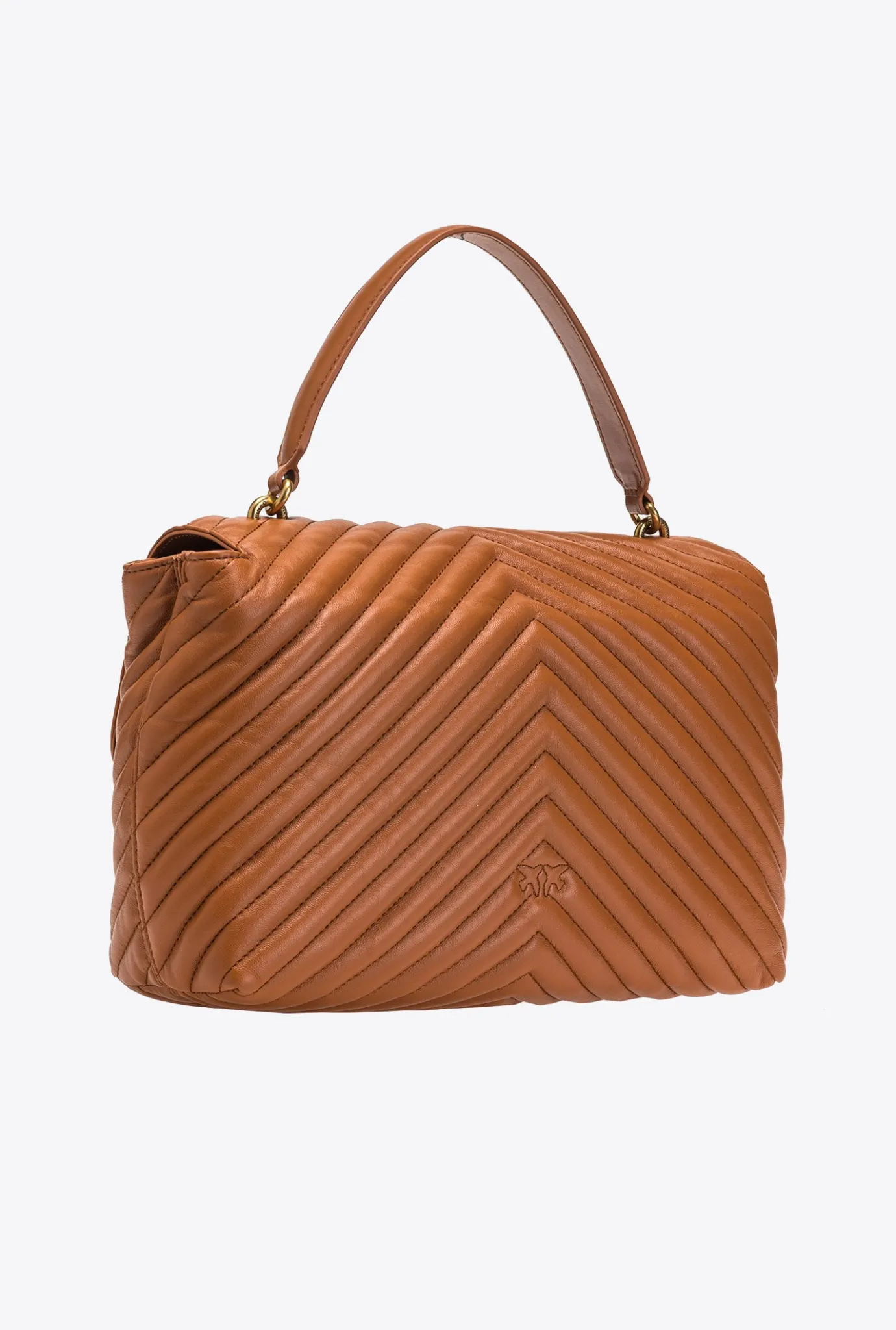 Sacs À Main|PINKO Big Lady Love Bag Puff Chevron Cognac-Or Antique
