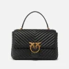 Sacs À Main|PINKO Big Lady Love Bag Puff Chevron Noir-Vieil Or