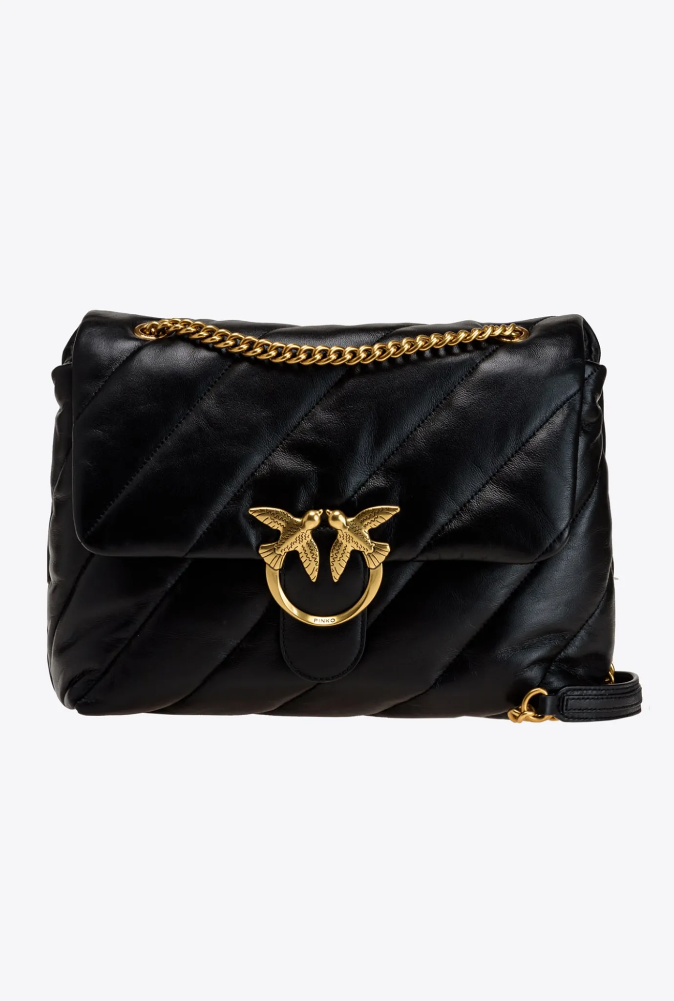 Sacs Portés Épaule|PINKO Big Love Bag Puff Maxi Quilt Noir-Vieil Or