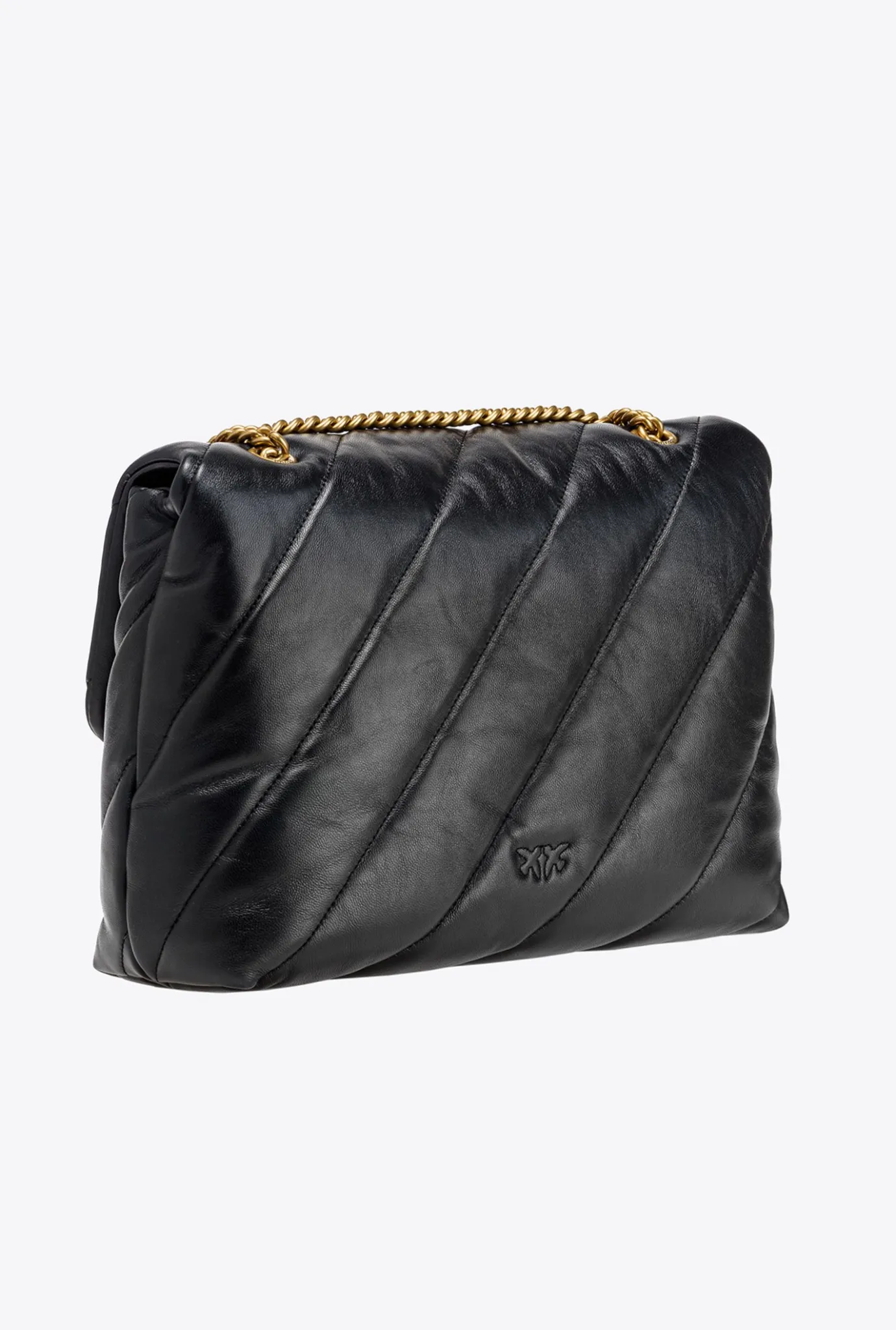 Sacs Portés Épaule|PINKO Big Love Bag Puff Maxi Quilt Noir-Vieil Or
