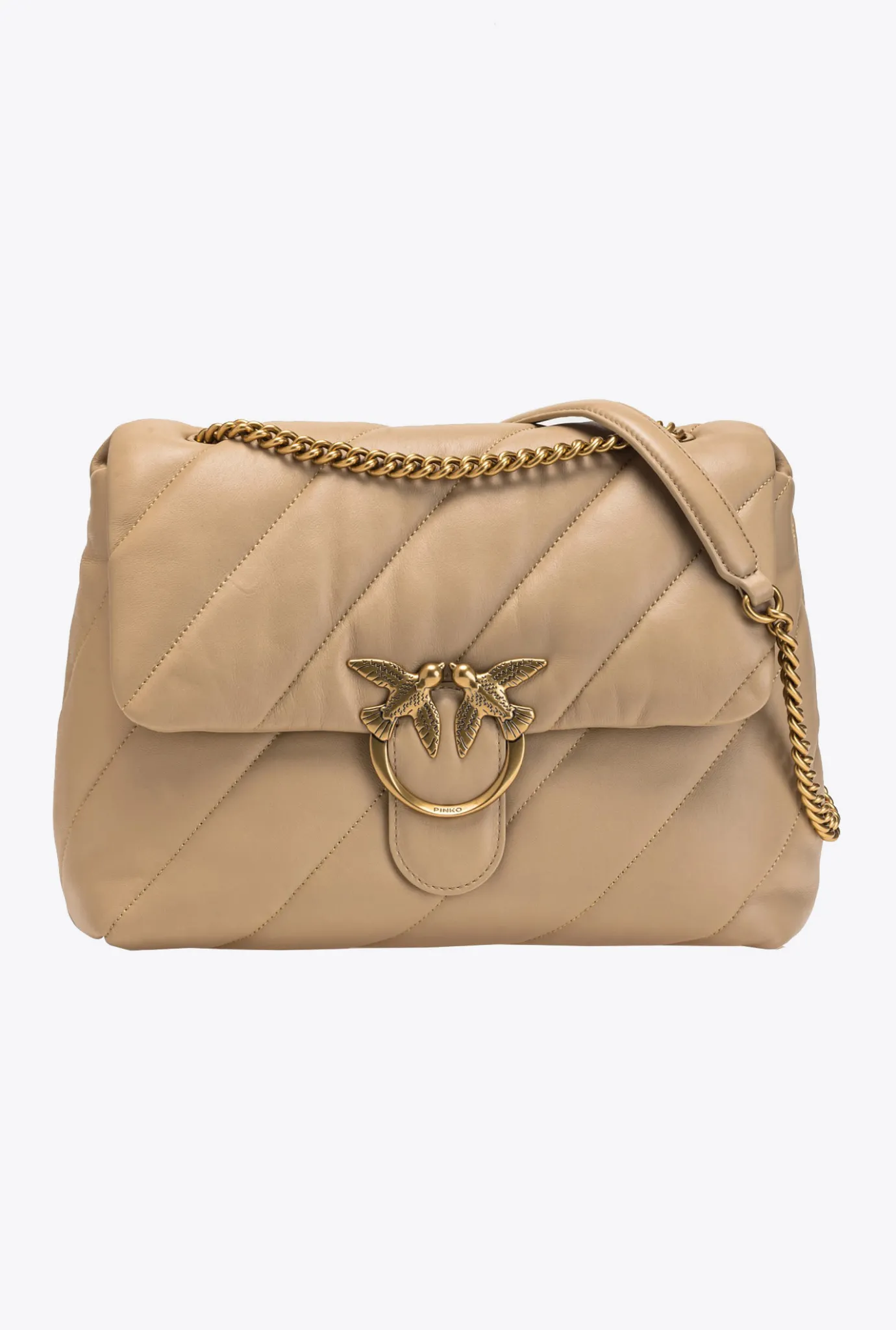 Sacs Portés Épaule|PINKO Big Love Bag Puff Maxi Quilt Sable-Or Antique