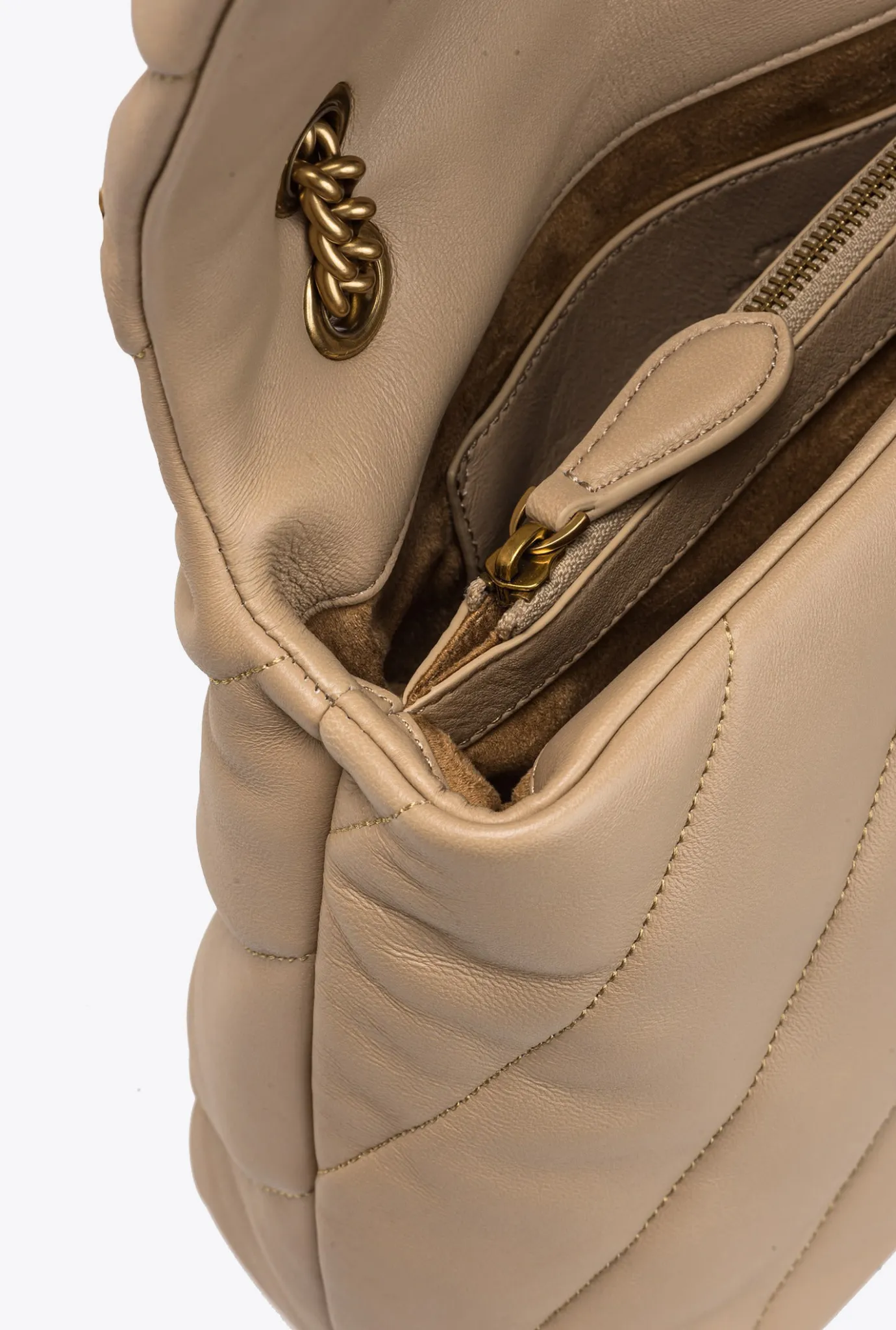 Sacs Portés Épaule|PINKO Big Love Bag Puff Maxi Quilt Sable-Or Antique
