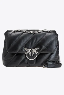 Sacs Portés Épaule|PINKO Big Love Bag Puff Maxi Quilt Noir-Vieil Argent