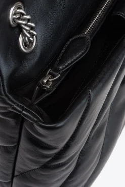 Sacs Portés Épaule|PINKO Big Love Bag Puff Maxi Quilt Noir-Vieil Argent