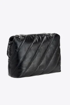 Sacs Portés Épaule|PINKO Big Love Bag Puff Maxi Quilt Noir-Vieil Argent