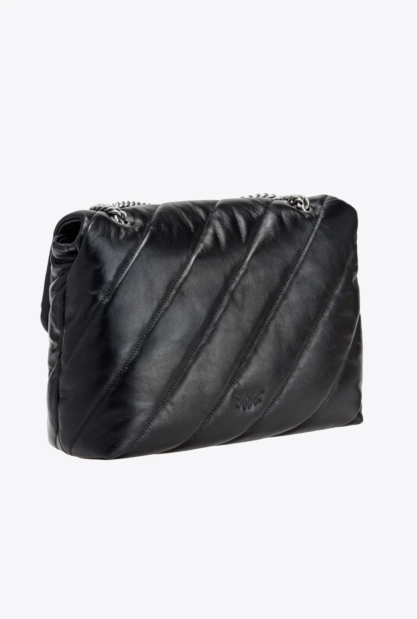 Sacs Portés Épaule|PINKO Big Love Bag Puff Maxi Quilt Noir-Vieil Argent