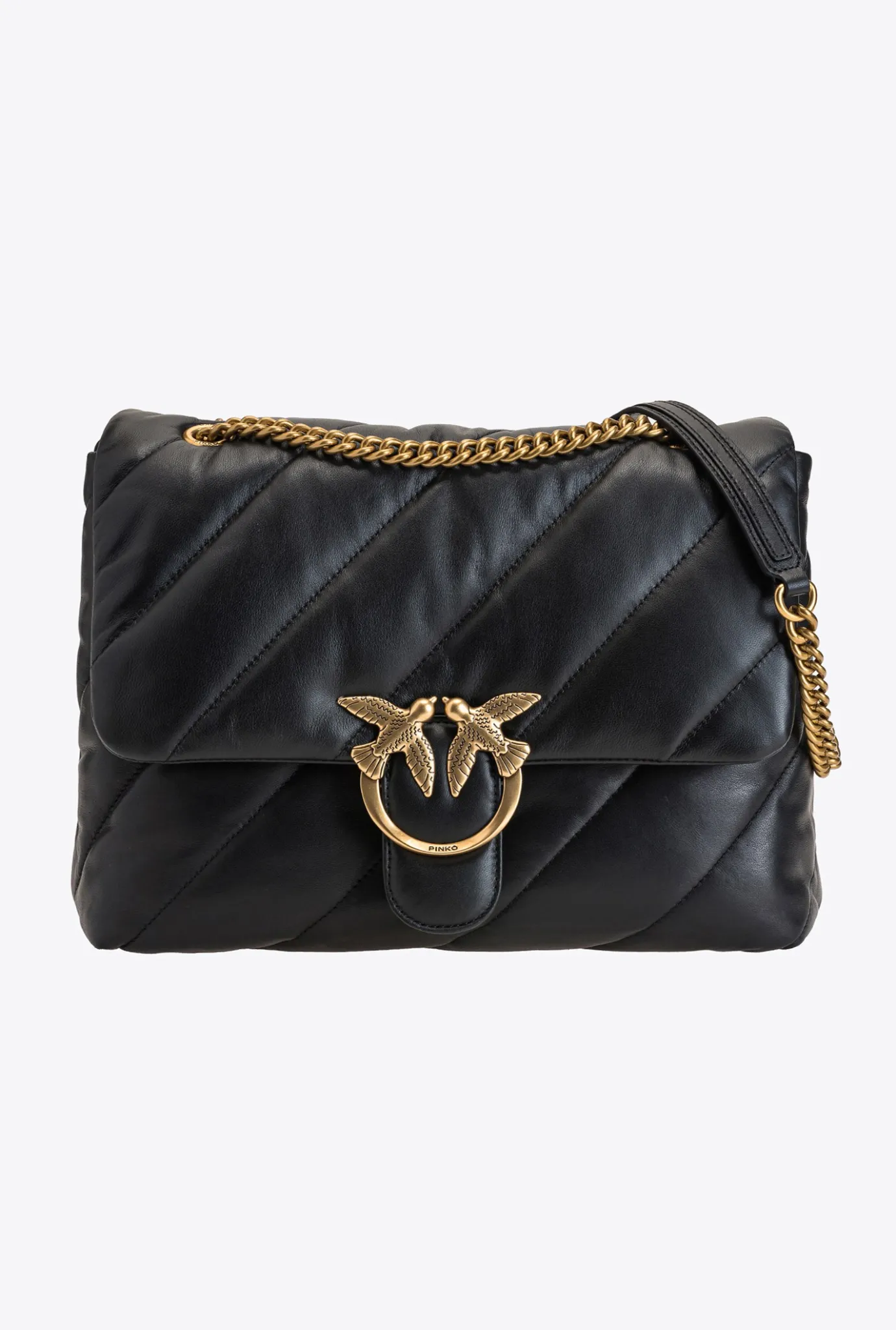 Sacs Portés Épaule|PINKO Big Love Bag Puff Maxi Quilt Noir-Vieil Or
