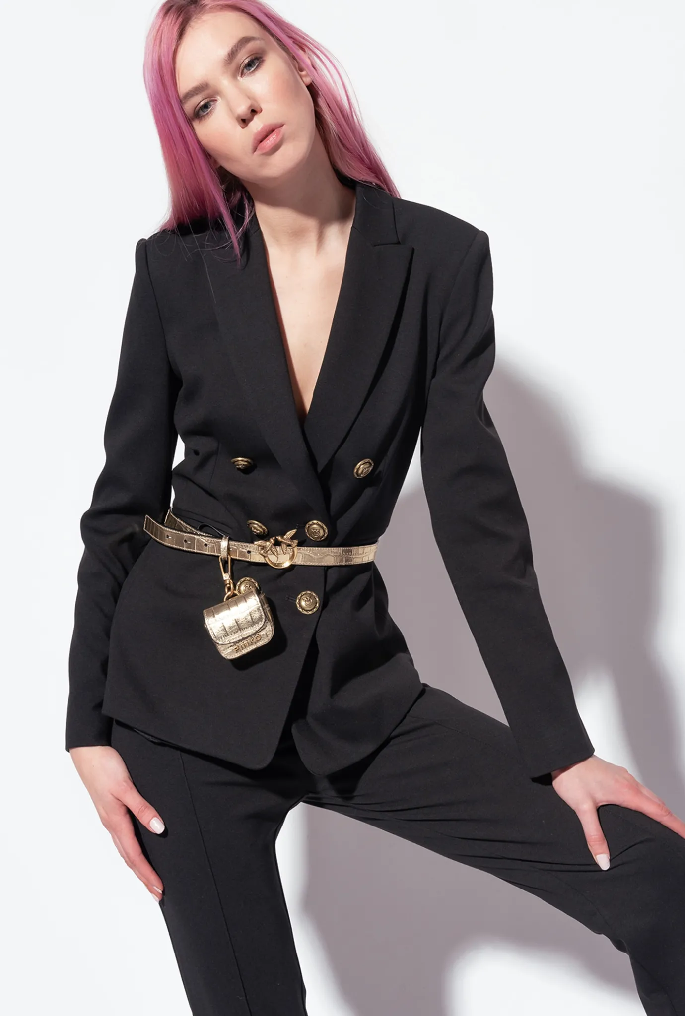 Vestes|PINKO Blazer A Boutons Bijou Noir Limousine