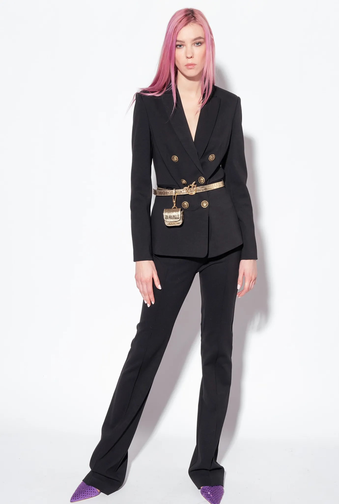 Vestes|PINKO Blazer A Boutons Bijou Noir Limousine