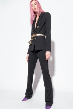 Vestes|PINKO Blazer A Boutons Bijou Noir Limousine