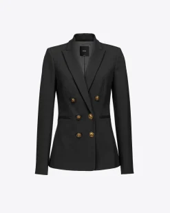 Vestes|PINKO Blazer A Boutons Bijou Noir Limousine