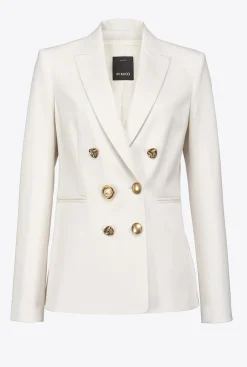 Vestes|PINKO Blazer A Boutons Bijou Beige G. Lame