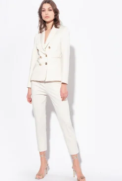 Vestes|PINKO Blazer A Boutons Bijoux Rose Fume Blanc