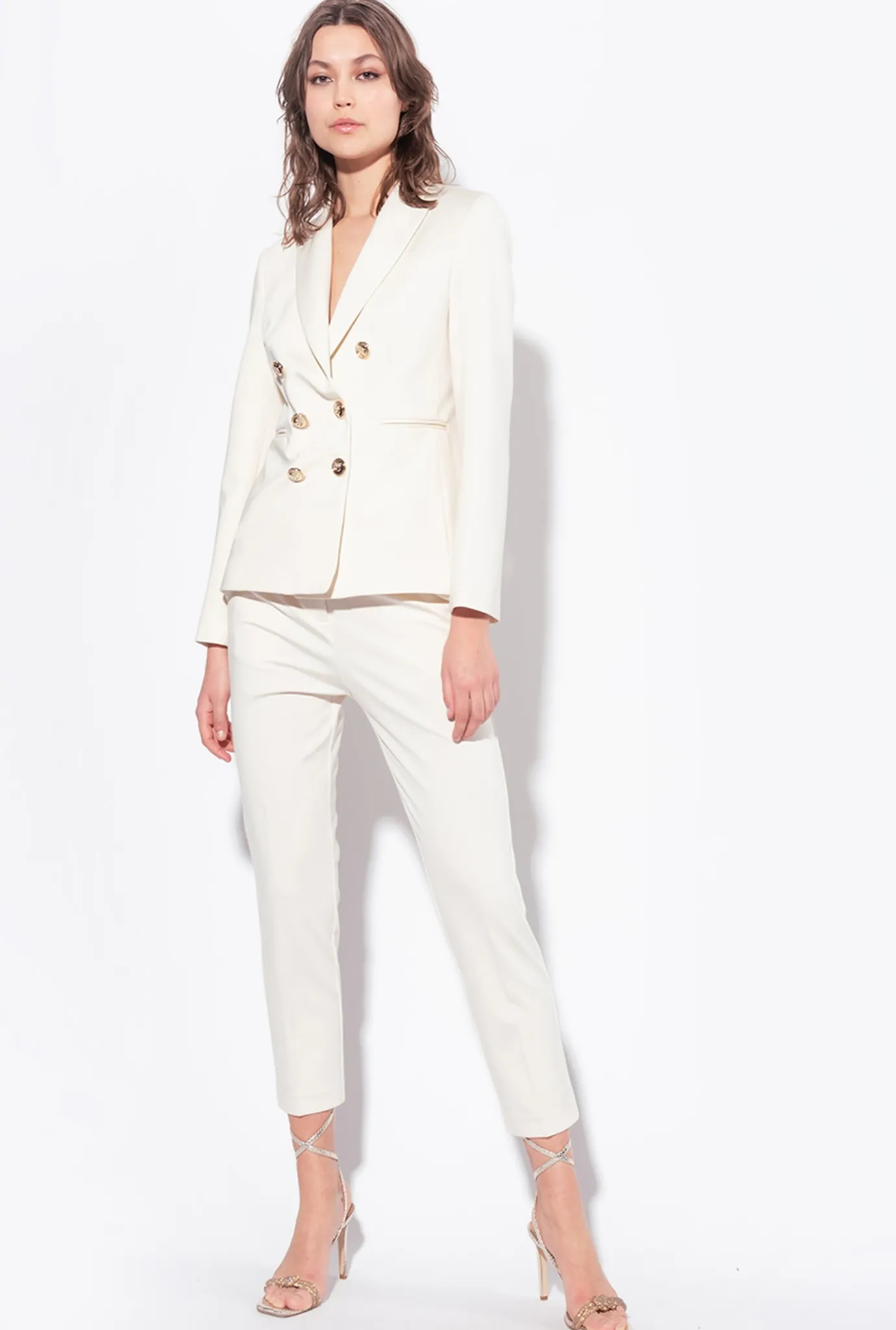 Vestes|PINKO Blazer A Boutons Bijoux Rose Fume Blanc