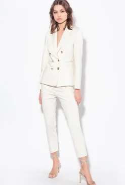 Vestes|PINKO Blazer A Boutons Bijoux Rose Fume Blanc