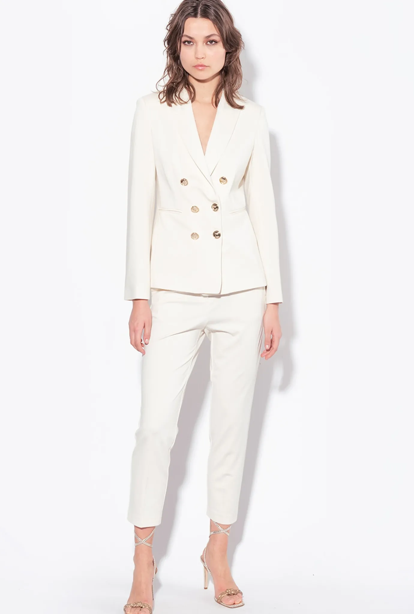 Vestes|PINKO Blazer A Boutons Bijoux Rose Fume Blanc