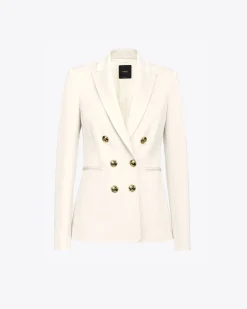 Vestes|PINKO Blazer A Boutons Bijoux Rose Fume Blanc
