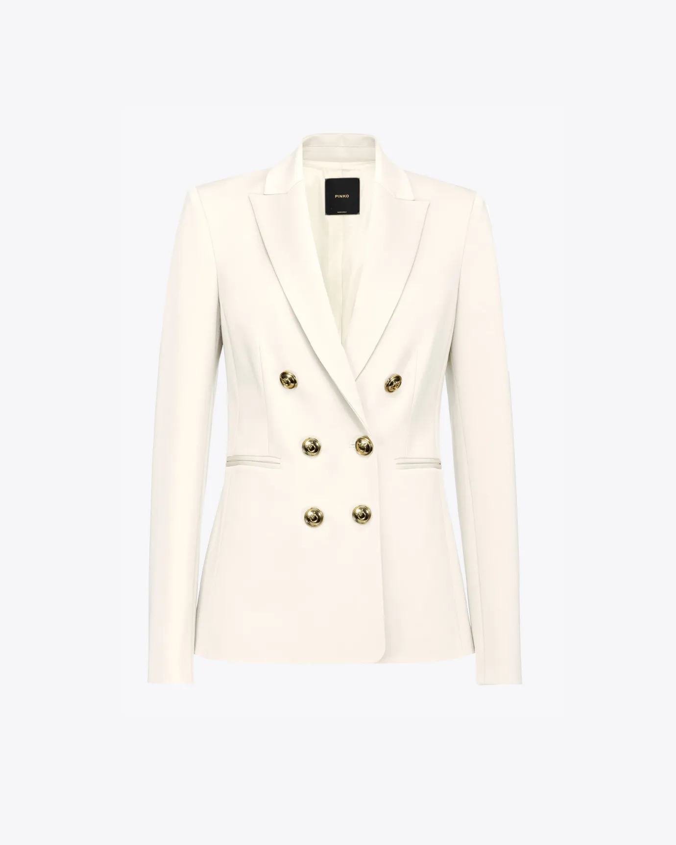 Vestes|PINKO Blazer A Boutons Bijoux Rose Fume Blanc