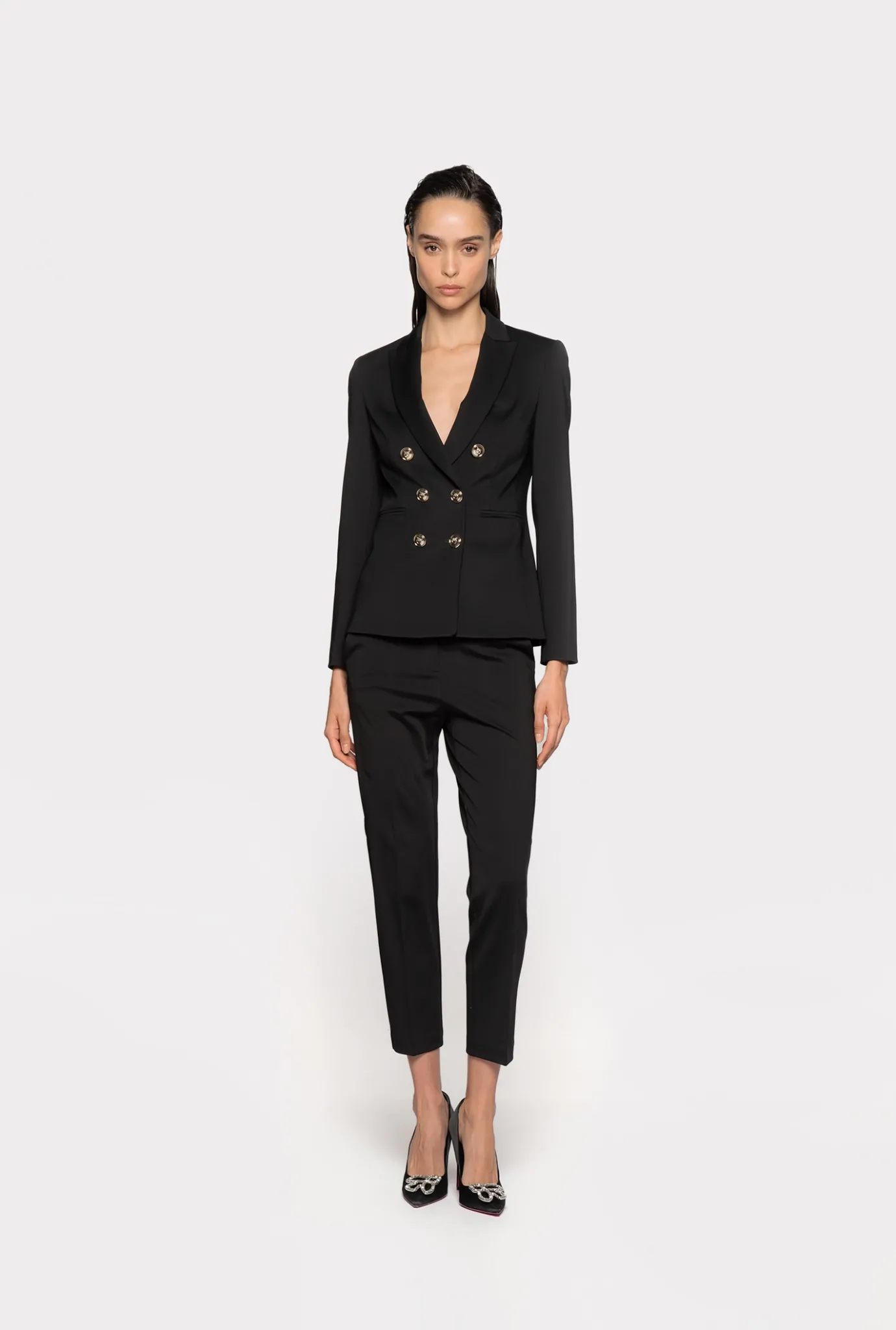 Vestes|PINKO Blazer A Boutons Bijoux Noir Limousine