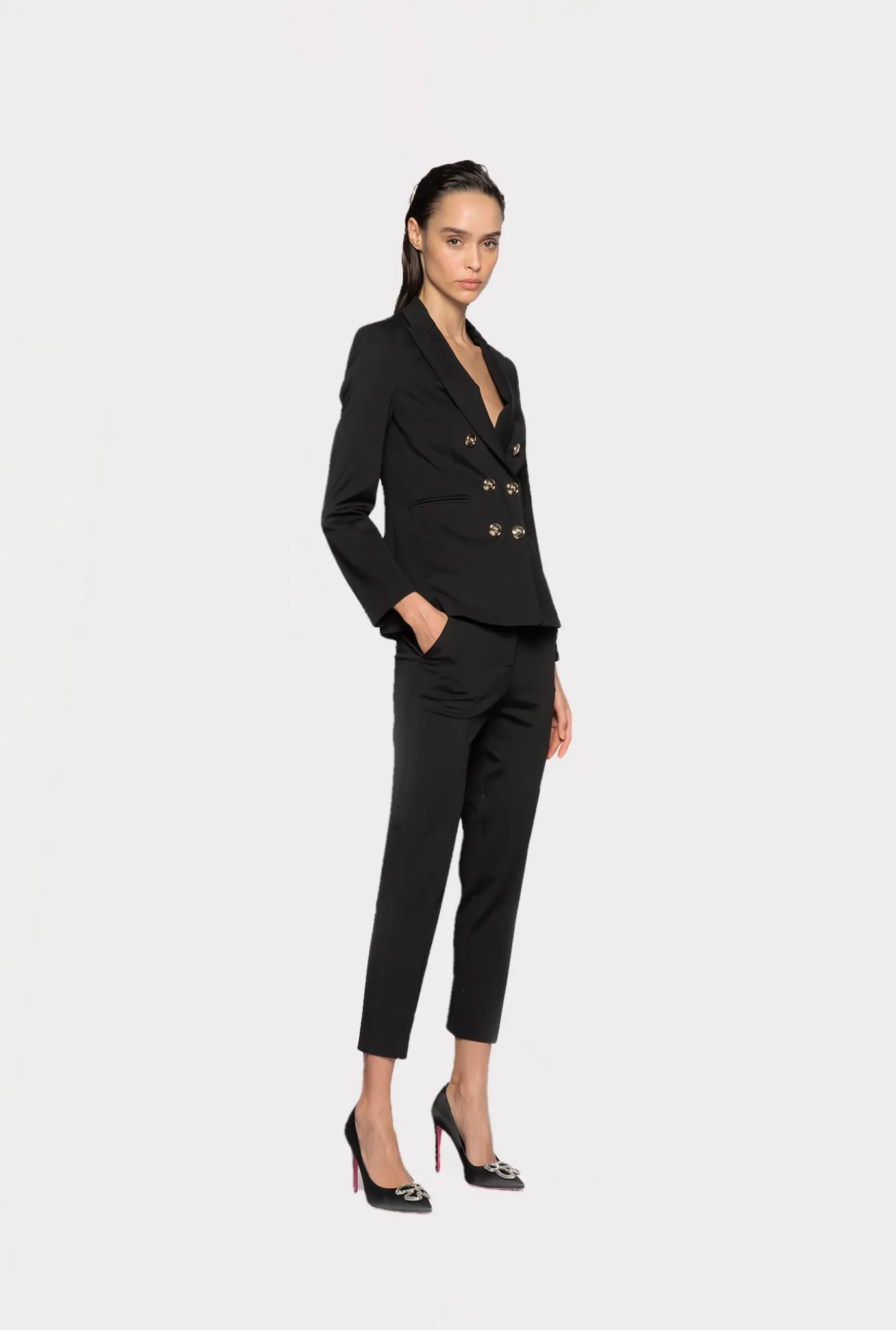 Vestes|PINKO Blazer A Boutons Bijoux Noir Limousine