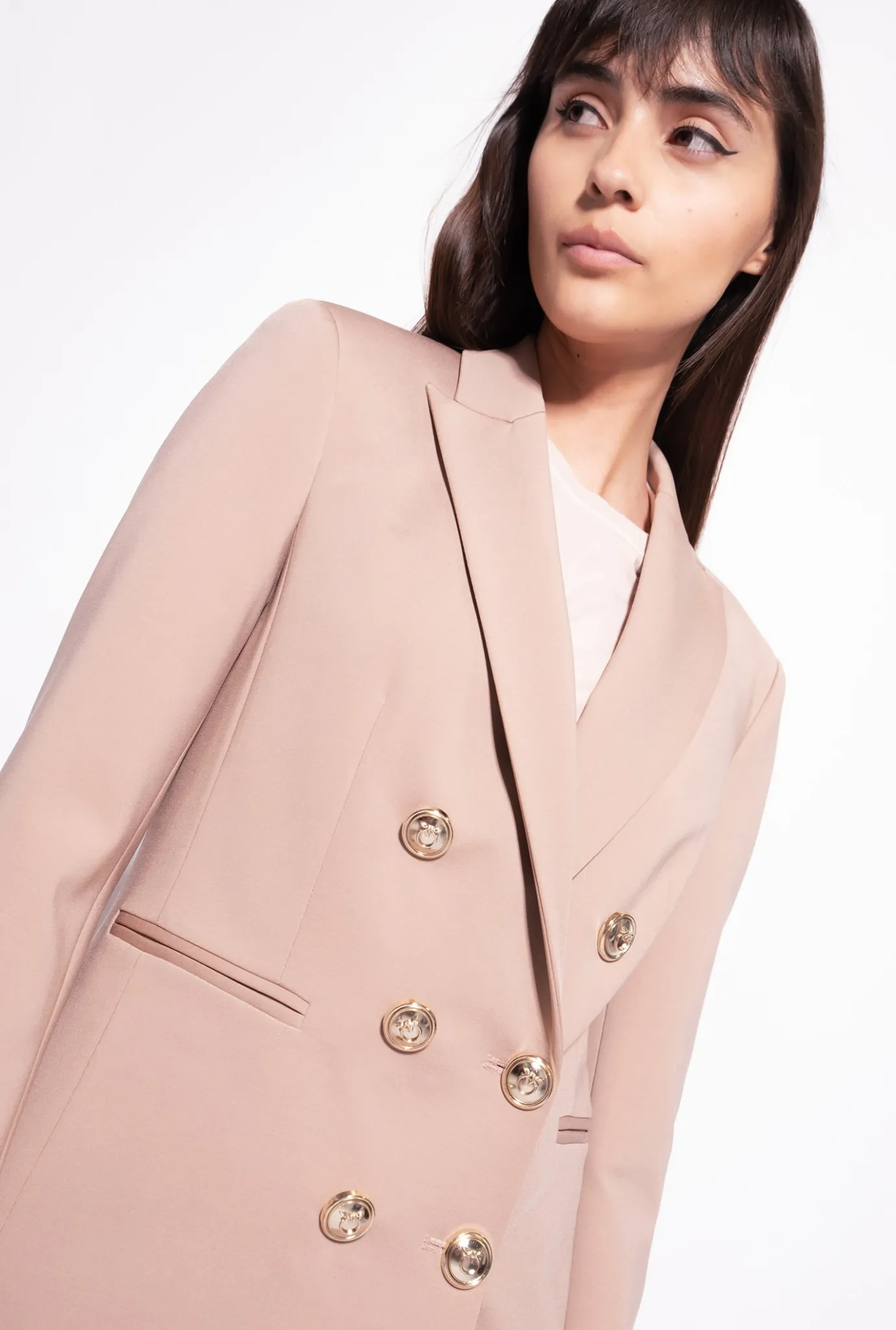 Tailleurs Et Ensembles|PINKO Blazer A Boutons Bijoux Rose Almandin