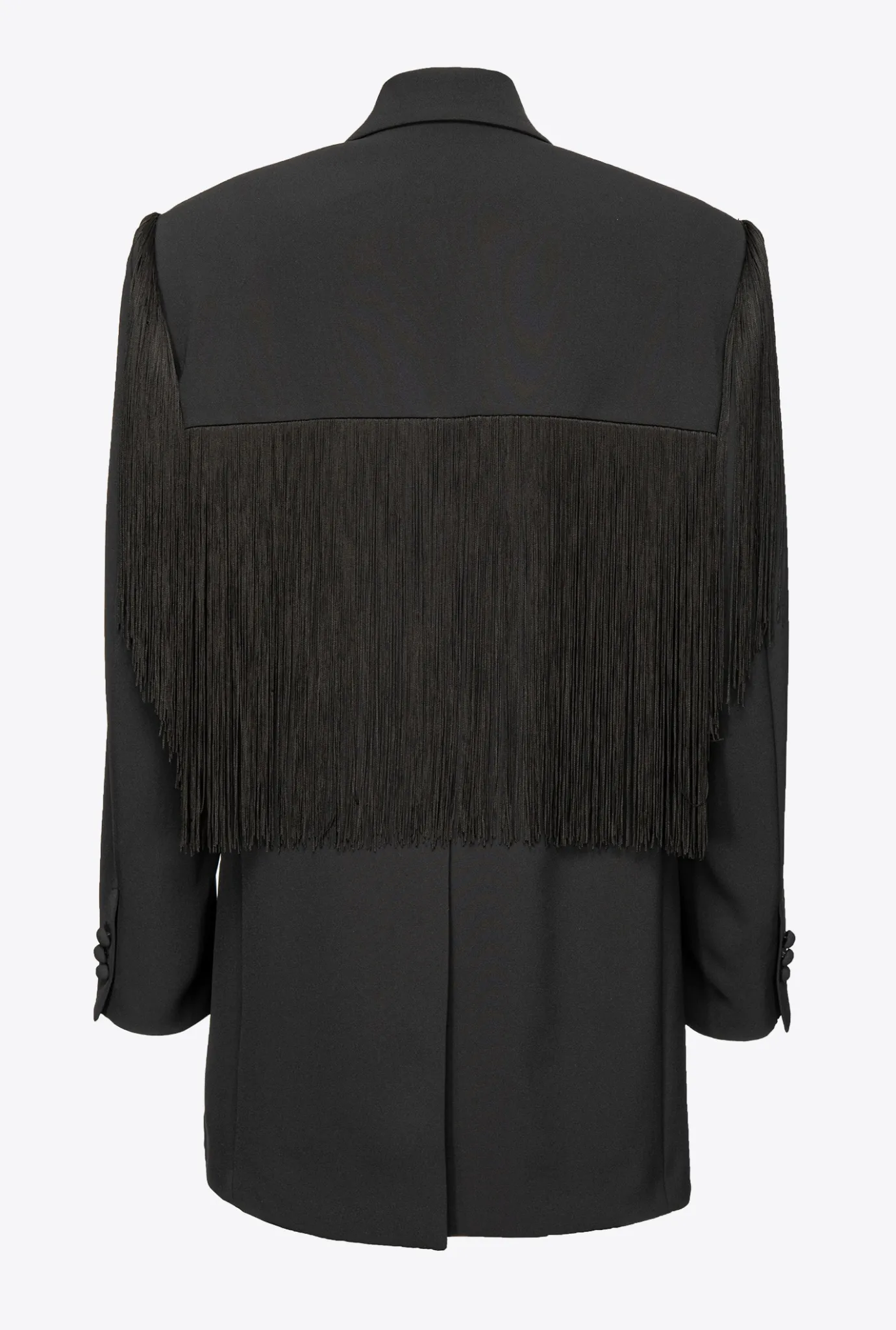 Vestes|PINKO Blazer A Franges Longues Noir Limousine