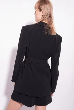 Vestes|PINKO Blazer Avec Ceinture A Nouer Noir Limousine