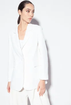 Tailleurs Et Ensembles|PINKO Blazer Blanc Entierement Paillete Galleria Blanc Casse