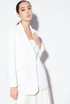 Tailleurs Et Ensembles|PINKO Blazer Blanc Entierement Paillete Galleria Blanc Casse