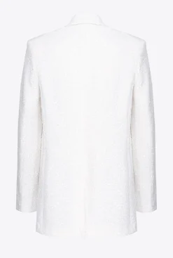 Tailleurs Et Ensembles|PINKO Blazer Blanc Entierement Paillete Galleria Blanc Casse