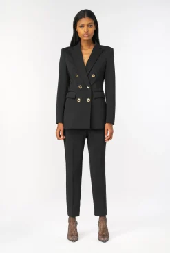 Vestes|PINKO Blazer Croise En Maille Roma Noir Limousine