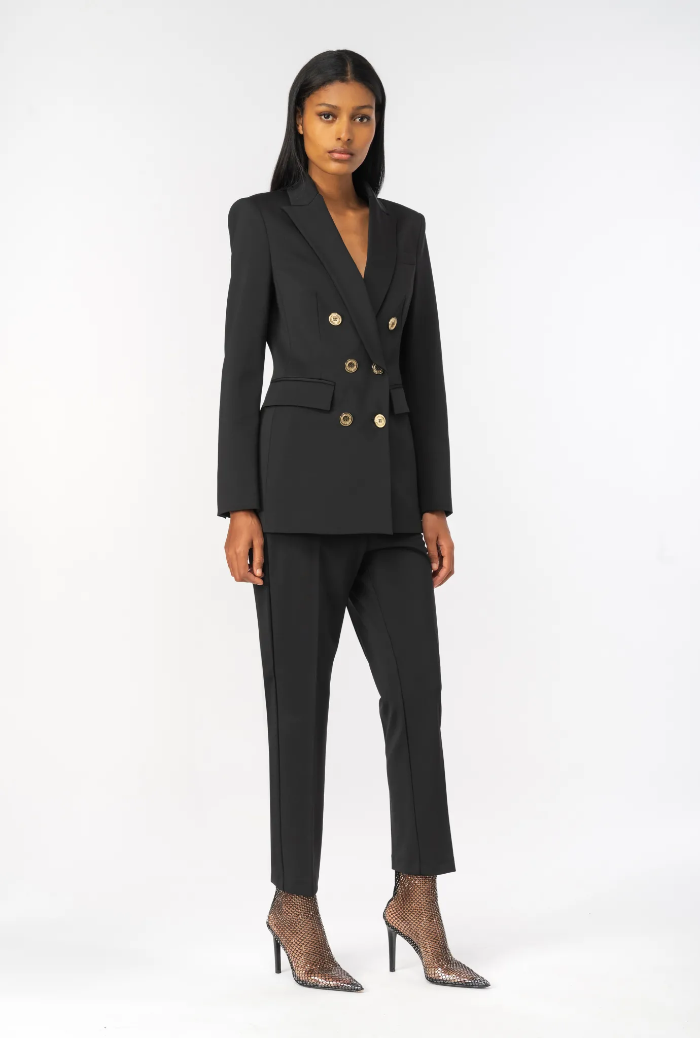 Vestes|PINKO Blazer Croise En Maille Roma Noir Limousine