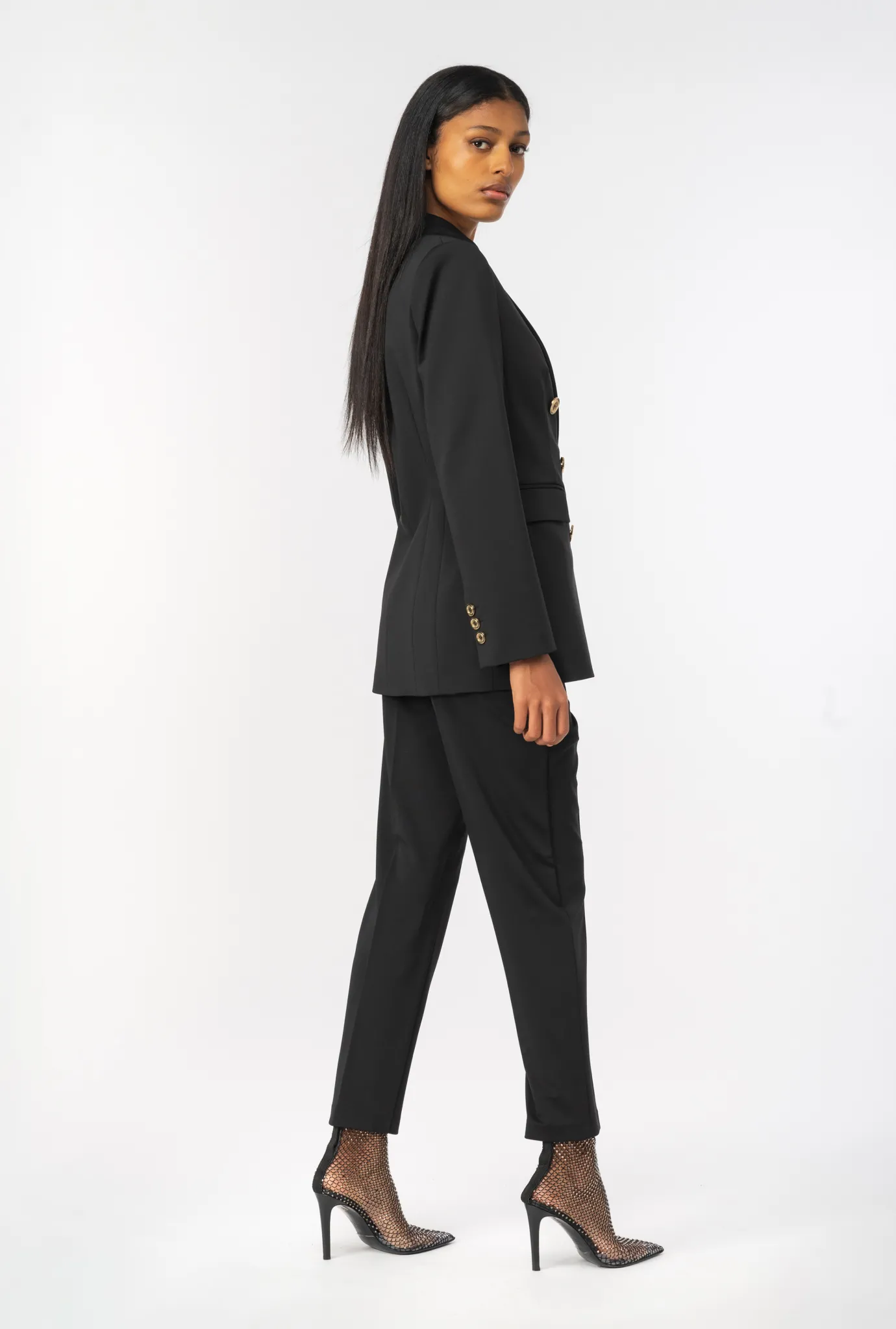 Vestes|PINKO Blazer Croise En Maille Roma Noir Limousine