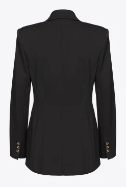 Vestes|PINKO Blazer Croise En Maille Roma Noir Limousine