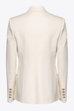 Vestes|PINKO Blazer Droit Rose Fume Blanc