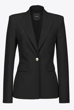 Vestes|PINKO Blazer Droit Noir Limousine