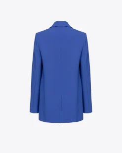 Tailleurs Et Ensembles|PINKO Blazer Droit En Crepe Stretch Bleu Spectre