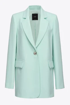 Tailleurs Et Ensembles|PINKO Blazer Droit En Crepe Stretch Bleu Verre