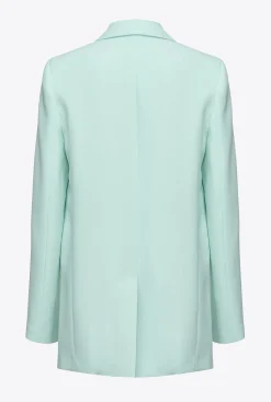 Tailleurs Et Ensembles|PINKO Blazer Droit En Crepe Stretch Bleu Verre